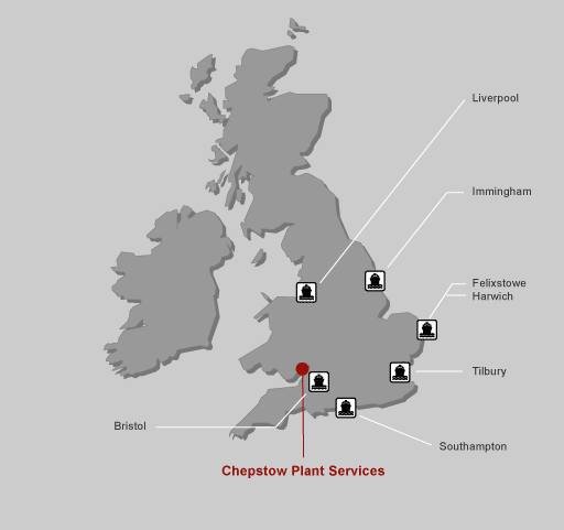 Location map showing major ports